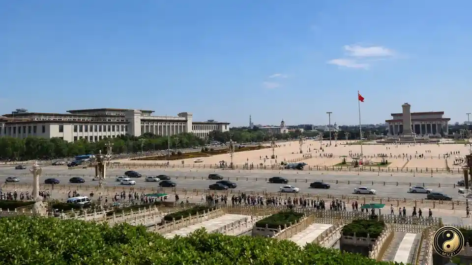 Tiananmen Square and Buildings — Dawn Documentary View